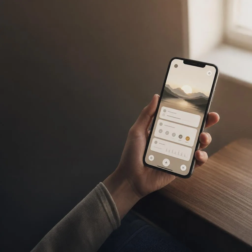 App tracking view with progress on a phone screen